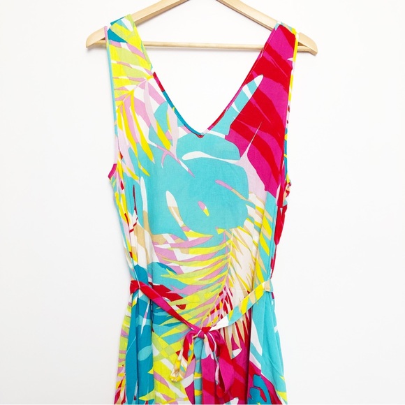 N Natori Bora Bora Tank Dress Aqua Blue Tropical Floral Medium NWT - Picture 6 of 15
